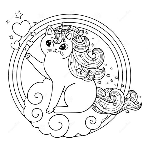 Unicorn Kitten Cloud Frame Coloring Page Free Printable Coloring Pages