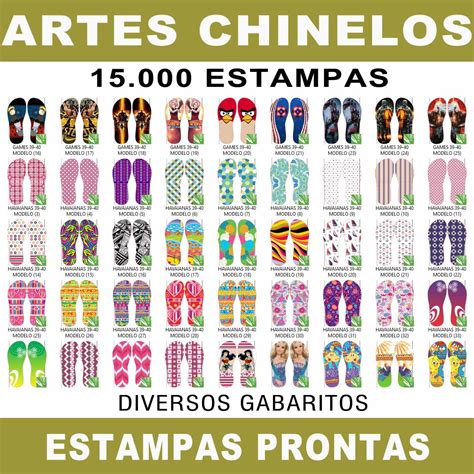 Artes Sublimação Chinelos 15 000 Estampas Gabaritos Elo7