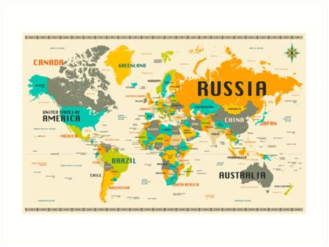 World Map Art Prints By Jazzberryblue Redbubble