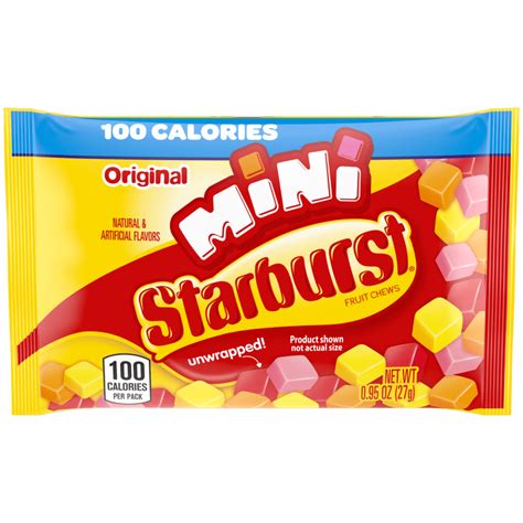 Starburst 100 Calories Original Mini Fruit Chews Candy Pack 95 Oz