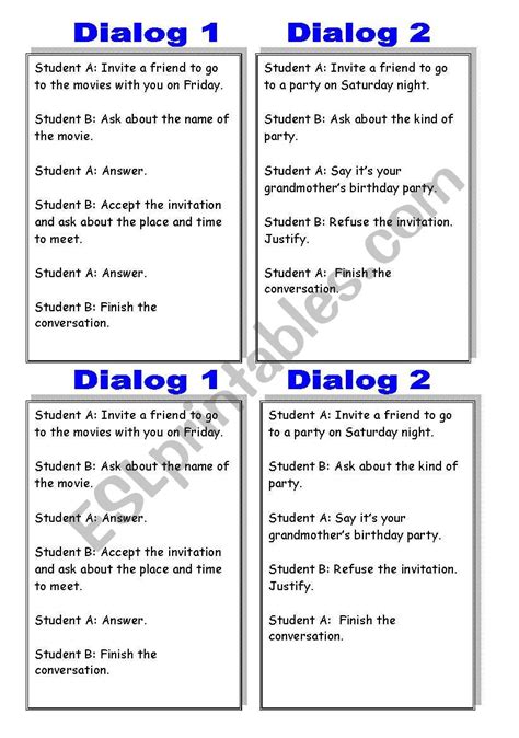 Cued Dialogs To Practice Inviting People And Refusingaccepting