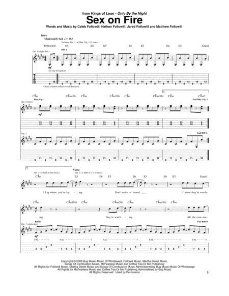 Sex On Fire By Kings Of Leon Digital Sheet Music For Guitar Tab Download And Print Hx95824