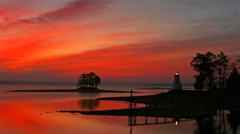 Sky Lighthouse Serene Tranquility Beautiful Trees Time