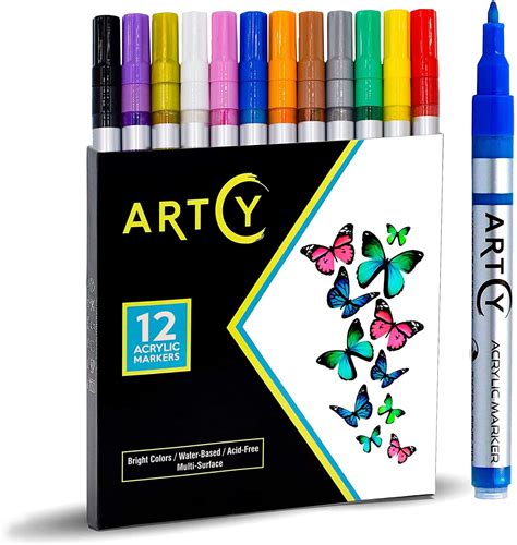 Acrylic Paint Pens 12 Acrylic Paint Markers Extra Fine Tip 07mm