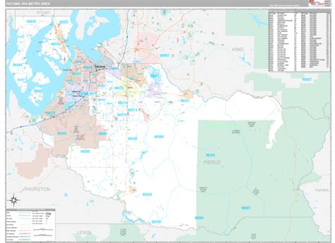 Tacoma Wa Metro Area Wall Map Premium Style By Marketmaps Mapsales