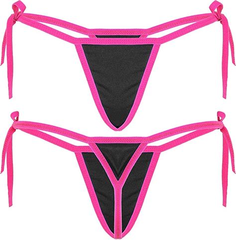 Agoky Womens Low Rise Micro Tie Side T Back G String Thong Underwear