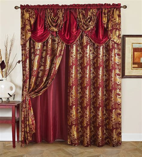 Golden Rugs Jacquard Luxury Curtain Window Panel Set Curtain With