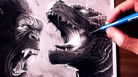 Let S Draw GODZILLA VS KONG FAN ART YouTube