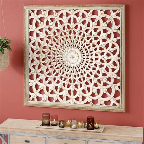 Modern Flower Inspired Carved Pine Wall Decor And Reviews Birch Lane
