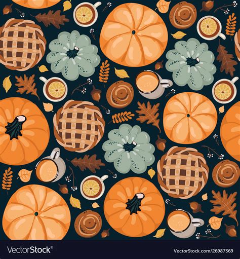 Cute Seamless Autumn Pattern Background Royalty Free Vector