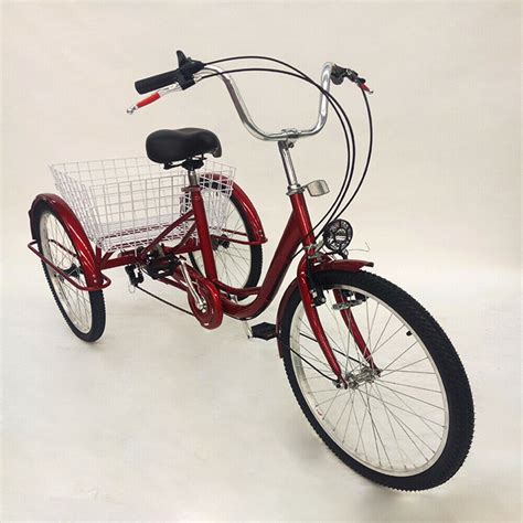 24 3 Wheel Adult Tricycle Seniors Shopping Trike Bicycle Cruise 6 Speed Light Ebay