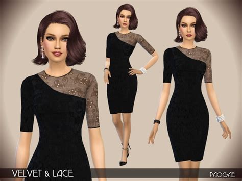 Velvet And Lace Dress By Paogae At Tsr Sims 4 Updates