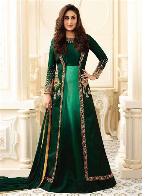 Buy Kareena Kapoor Green Art Silk Anarkali Suit Online Sku Code Slscc6181 This Green Color