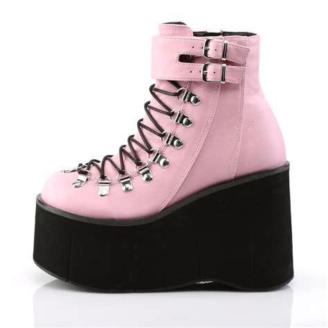 Baby Pink Vegan Leather 45 Platform Ankle Boots Lace Up Ankle