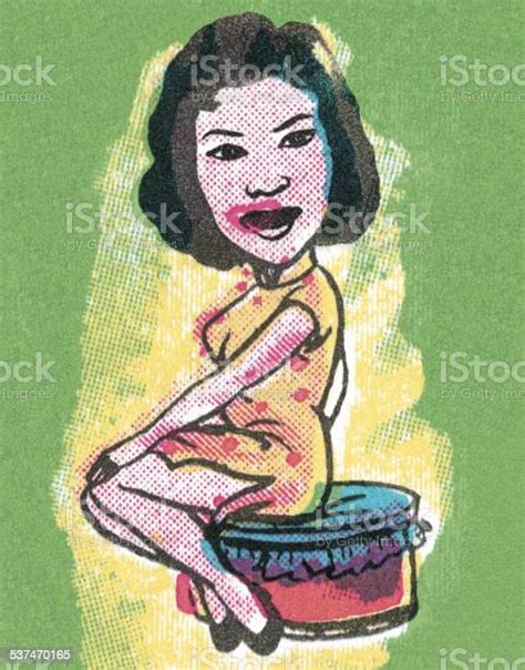 Woman Sitting On A Footstool Stock Illustration Download Image Now
