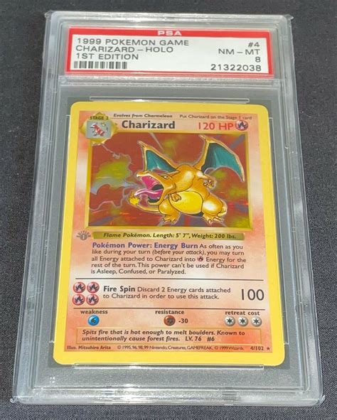 Pokemon Card Psa 8 Grey Error Stamp 1st Edition Charizard Base Set 4102 Ebay