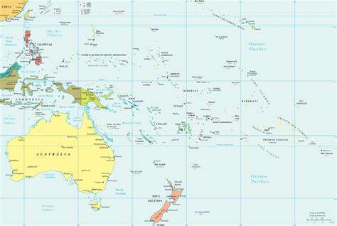 Ilhas Do Pacífico Mapa Político Oceania