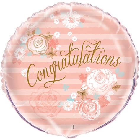 18 Foil Gold And Pink Congratulations Balloon