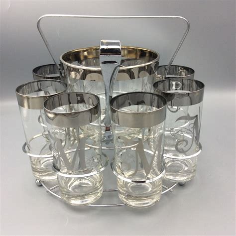 Retro Silver 8 M Highball Glasses And Silver Band Etsy Highball Glasses Silver Band