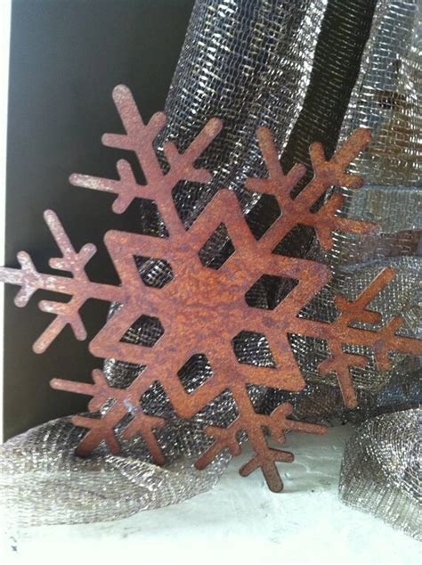 Items Similar To Rustic Metal Snowflake Ornament Large On Etsy