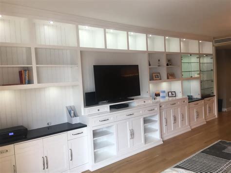 CUSTOM - Built-in Wall Unit With White Satin Finish Lacquer