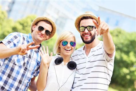 Group Of Friends Hanging Out In The City Stock Image Image Of