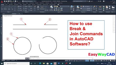 How To Use Break And Join Commands In Autocad Software Youtube