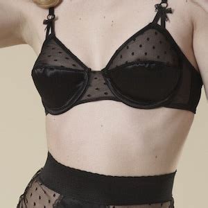 Sheer Black Polka Dot Bra Vintage Style Lingerie Etsy