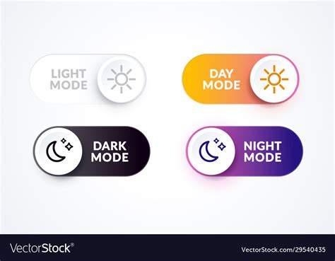 Day Night Mode Switch Set Light Dark Buttons Vector Image