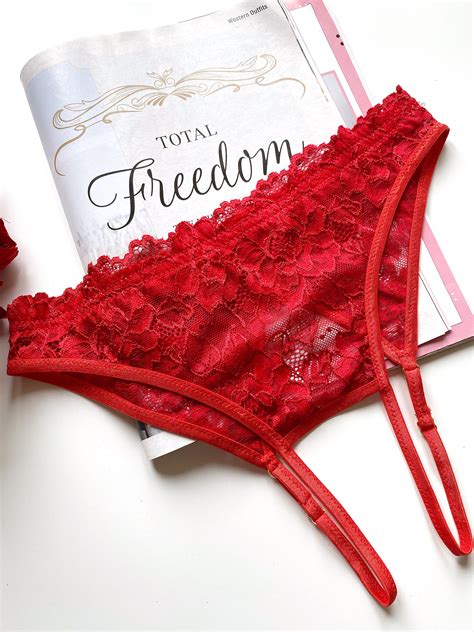 Ultra Red Lace Crotchless Panties For A Woman Amazing Etsy