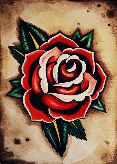 Old School Tattoos Designs Of Rose Flowers Traditional Rose Tattoos