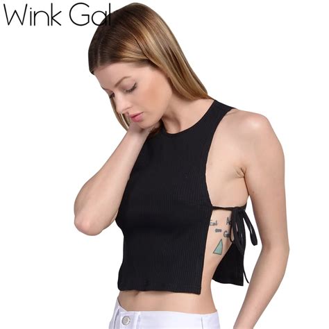 wink gal sexy low cut tank top women vest short fashion black summer tops clubwear 10117 in tank
