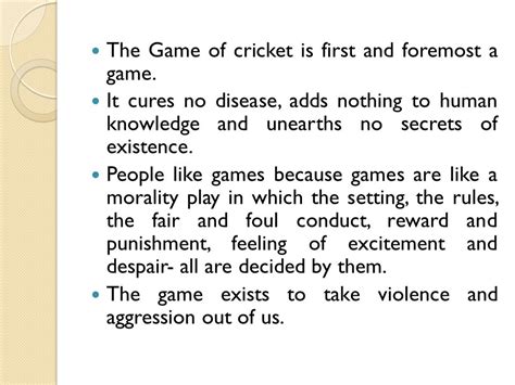 Cricket is a popular sport involving two teams of eleven players and game accessories like balls, bats, stumps, headgear, etc. A cricket match essay quotes from lord