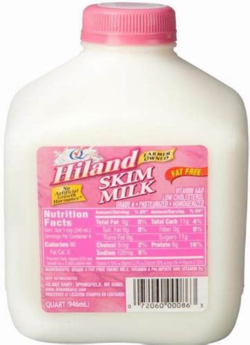Hiland Dairy Skim Milk 1 Quart Dillons Food Stores