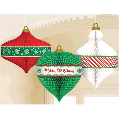 Amscan Christmas Ornament 3 Pc Honeycomb Hanging Decorations