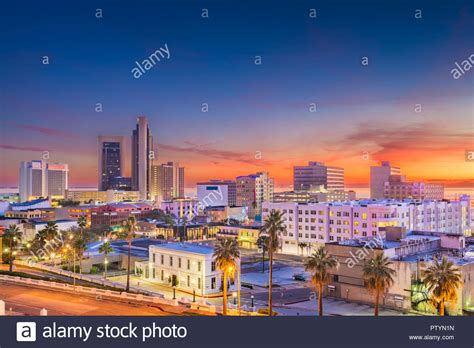 Corpus Christi Texas Usa Downtown Skyline At Dusk Stock Photo Alamy