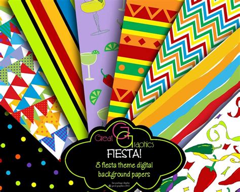 Fiesta Digital Paper Backgrounds Mexican Fiesta Digital Backgrounds