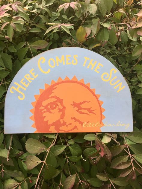 Here Comes The Sun Signhand Painted Signsong Lyricsvintage Etsy