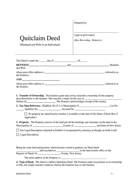 Nj Quit Claim Deed Pdf Fill Online Printable Fillable Blank