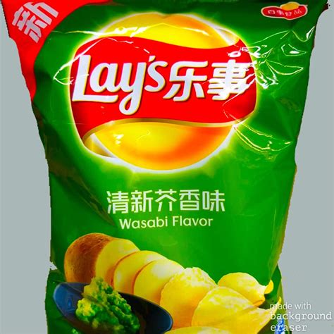 Lays Wasabi Flavored Potato Chips 247 Oz 70 Grams 2 Bags Mighty