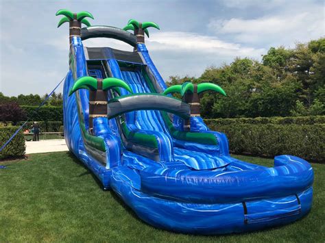 24ft Single Lane Tropical Water Slide With Pool