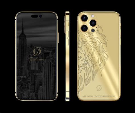 Custom Iphone 14 Pro 24k Gold Engraving Lion 24k Gold Iphone 14 Pro