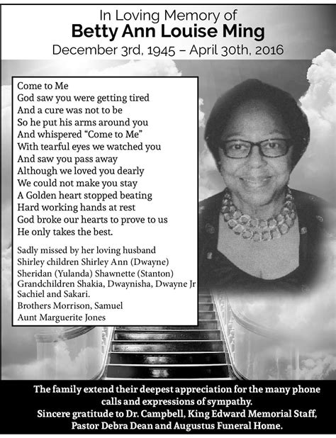 Betty Ming Obituary 2017 Hamilton Bermuda The Royal Gazette