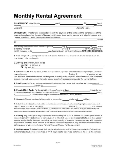 Rent Month To Month Agreements