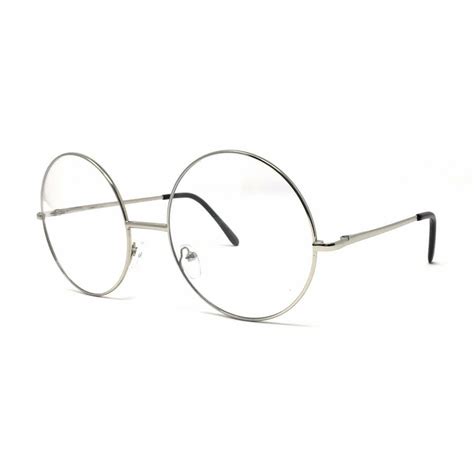 Large Oversized Big Round Metal Frame Clear Lens Round Circle Eye Glasses Black