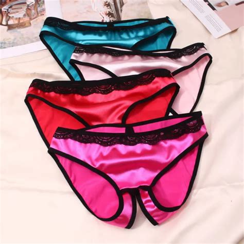 Womens Silk Satin Panties Crotchless Underwear Thongs Lingerie G String Briefs 4 17 Picclick