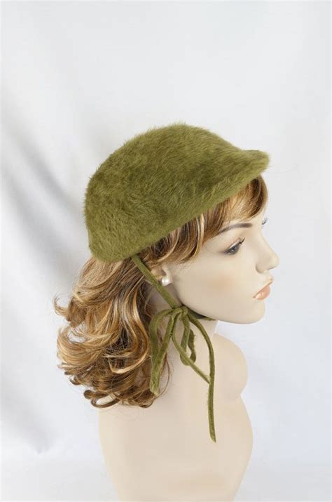 Vintage 1950s Hat Moss Green Faux Fur Shell Cap By Betmar Sz Etsy