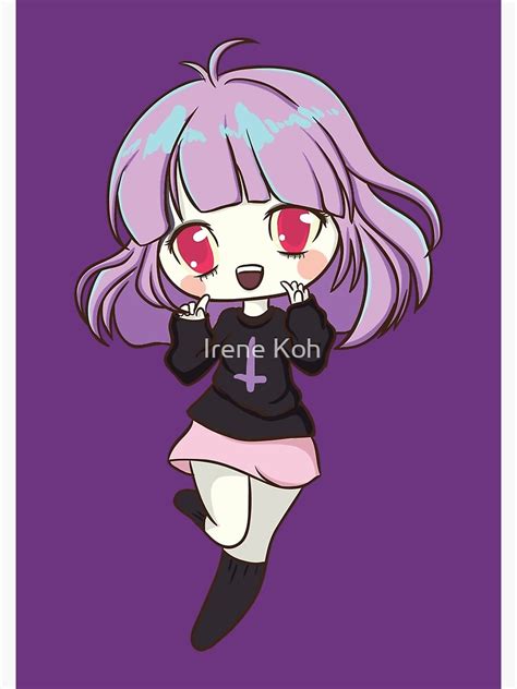 Kawaii Pastel Goth Aesthetic Anime Chibi Girl With Purple Hair Poster