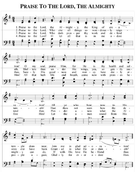 Praise To The Lord The Almighty Christian Song Lyrics Hymn Sheet Music Praise Songs