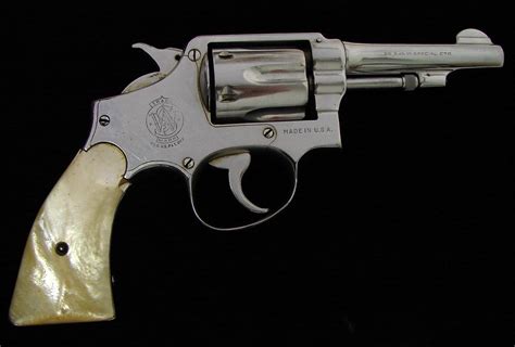 Smith And Wesson Military Police 38 Special Revolver 4 Model With Custom Chrome Finish And Real